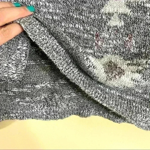 Hollister Boho Gray Cotton Blend Knit Aztec Boat Neck Pullover Sweater Size XS - Picture 8 of 14